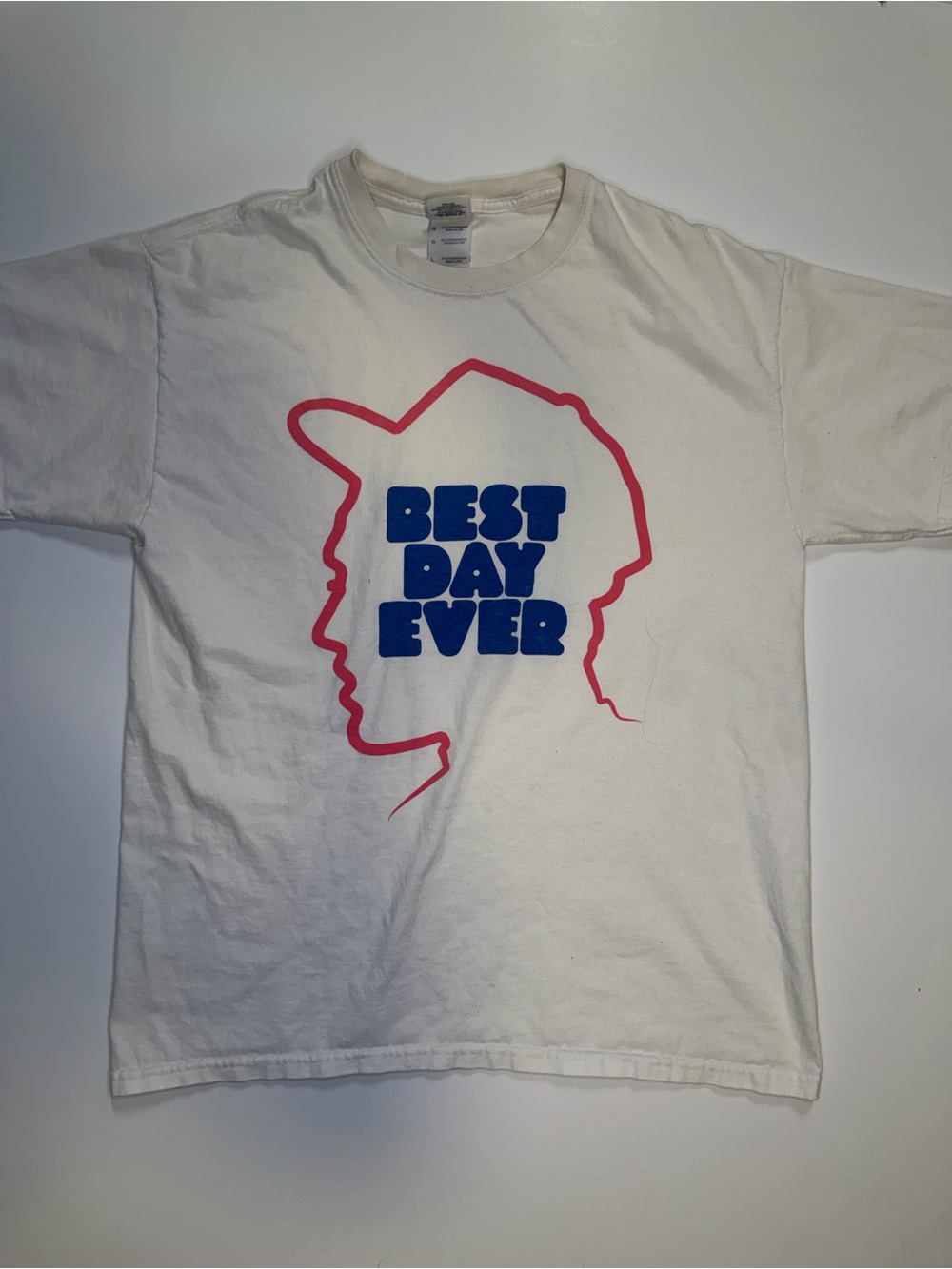 Mac Miller Best Day Ever Album T Shirt Mens L Gildan White Short Sleeve Tee Blue
